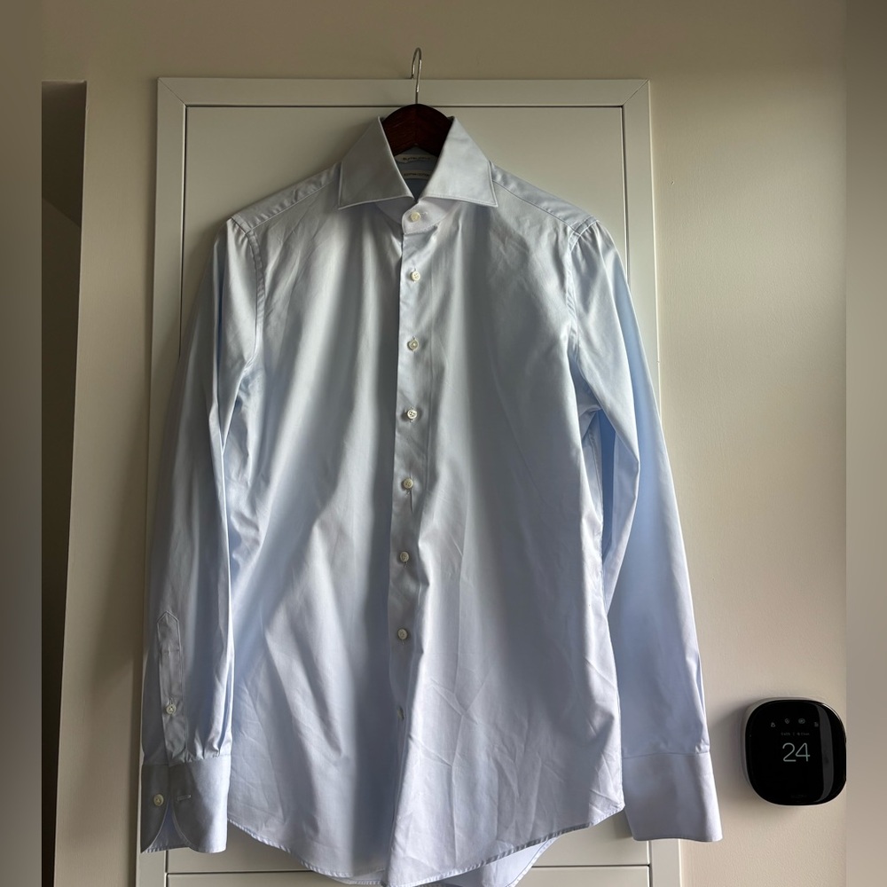 Suitsupply Blue Dress Shirt – Thomas Mason Fabric – Size 38/15 – 100% Cotton